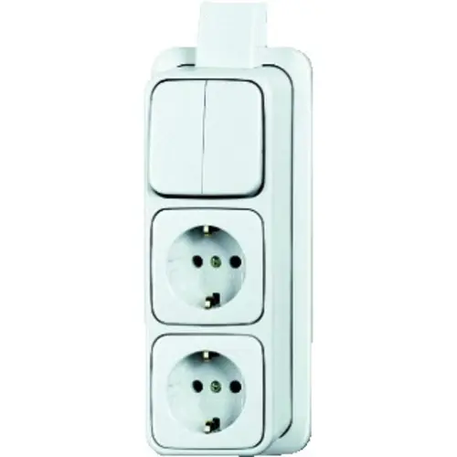 Busch-Jaeger 2601/5/2300/2EAPJW combinatie serieschakelaar/2x wandcontactdoos RA K/P-25 opbouw AP plus wit
