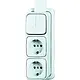 Busch-Jaeger 2601/5/2300/2EAPJW combinatie serieschakelaar/2x wandcontactdoos RA K/P-25 opbouw AP plus wit