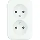 Busch-Jaeger 202 APB/11W wandcontactdoos 2-voudig zonder randaarde kindveilig opbouw AP plus wit
