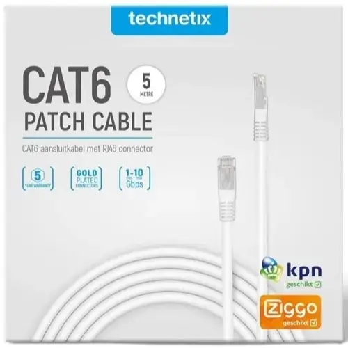 Technetix CAT6-5M-SHOP CAT6 UTP Patch kabel 5 Meter Wit