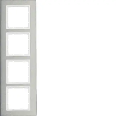 Berker 10143609 afdekraam 4-voudig B7 edelstaal/wit mat