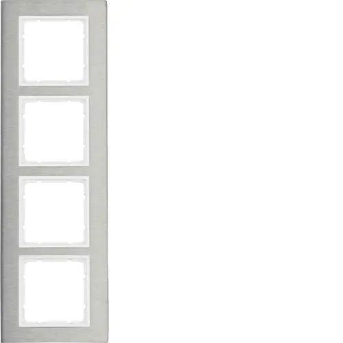 Berker 10143609 afdekraam 4-voudig B7 edelstaal/wit mat