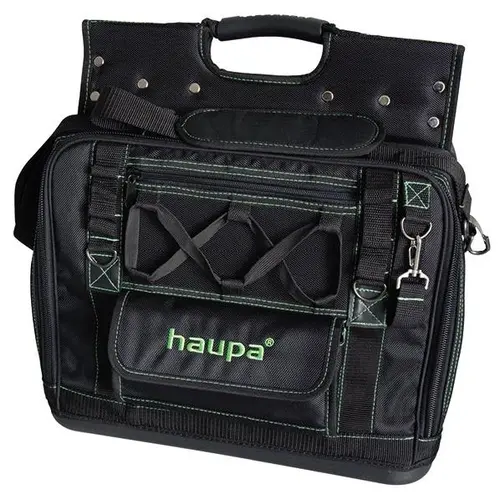Haupa 220368 lege gereedschapstas met 6 vakken 1680D polyester waterdicht zwart/groen