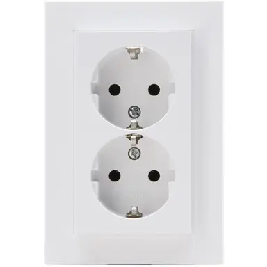 Kopp 958213006 wandcontactdoos 2-voudig randaarde voor enkele inbouwdoos HK07 Athenis arctic wit glans