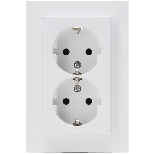 Kopp 958213006 wandcontactdoos 2-voudig randaarde voor enkele inbouwdoos HK07 Athenis arctic wit glans