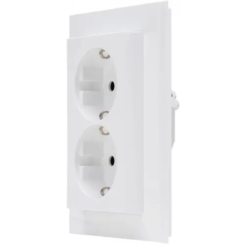 Kopp 958213006 wandcontactdoos 2-voudig randaarde voor enkele inbouwdoos HK07 Athenis arctic wit glans