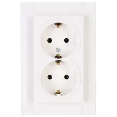 Kopp 929513005 wandcontactdoos 2-voudig randaarde voor enkele inbouwdoos HK07 Athenis arctic wit glans