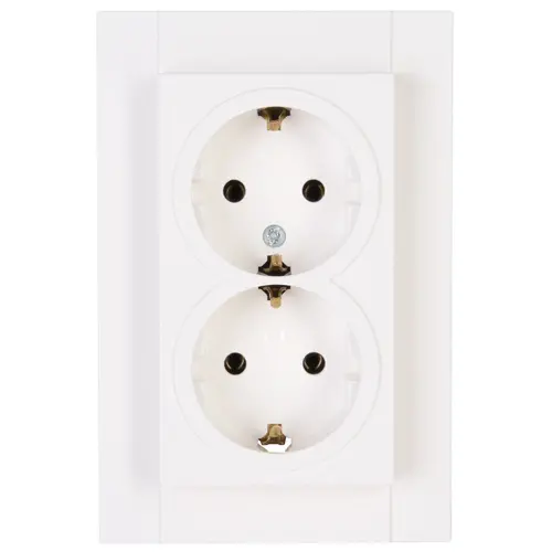 Kopp 929513005 wandcontactdoos 2-voudig randaarde voor enkele inbouwdoos HK07 Athenis arctic wit glans