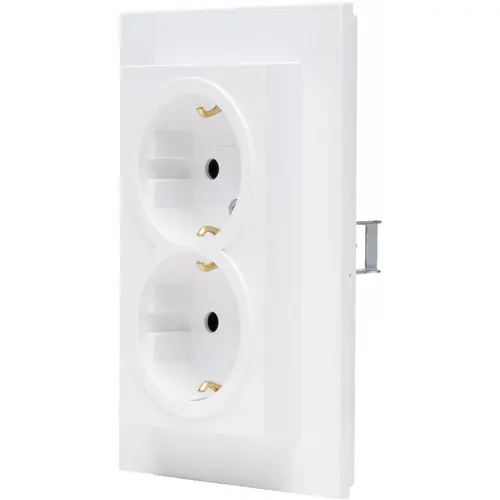 Kopp 929513005 wandcontactdoos 2-voudig randaarde voor enkele inbouwdoos HK07 Athenis arctic wit glans