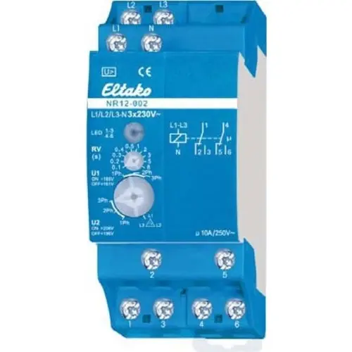 Eltako NR12-002-3X230V netbewakingsrelais 3x230V 2 CO potentiaalvrij 10A/250V AC