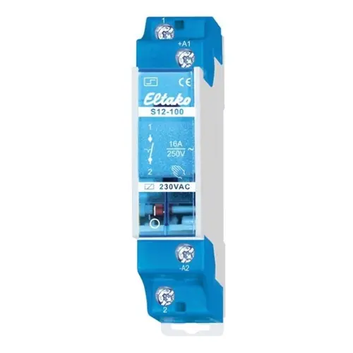 Eltako S12-200-12V DC impulsrelais 2 NO 16A/250V AC. Stuurspanning 12VDC
