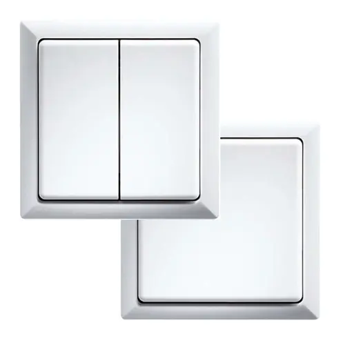 Eltako FT4F-wg Funk vlakke pulsdrukker draadloos en batterijloos. Helder wit glans