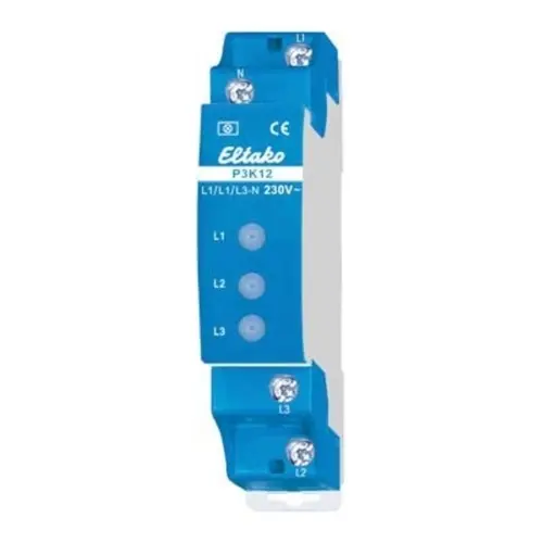 Eltako P3K12-230V Fase-indicator stand-by verlies slechts 0,06 Watt per fase