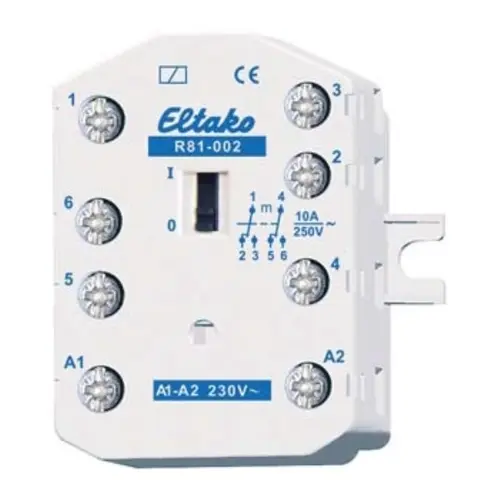 Eltako R81-002-230V schakelrelais 2 CO potentiaalvrij 10A/250V AC. Stuurspanning 230VAC