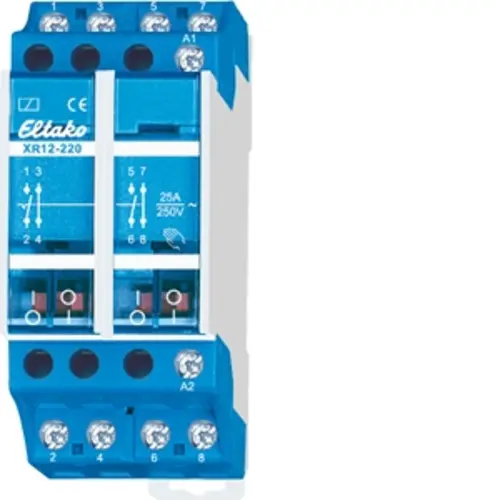 Eltako XR12-220-230V schakelrelais 2 NO + 2 NC 25A/250V AC. Stuurspanning 230V