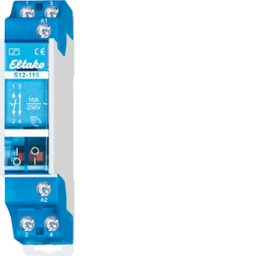 Eltako S12-110-24V DC impulsrelais 1 NO + 1 NC potentiaalvrij 16A/250V AC. stuurspanning 24VDC