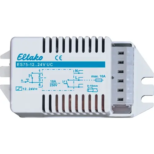 Eltako ES75-12..24V UC impulsrelais 1 maakcontact 10A 12-24V 500W 28mm
