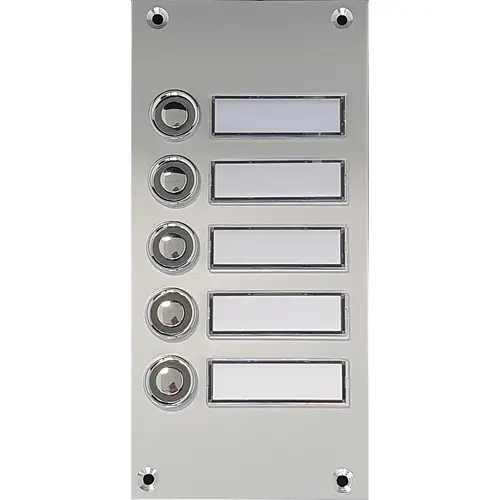 Atea MBP205CBD beldrukpaneel smal inbouw met 5 dubbel verchroomde beldrukkers