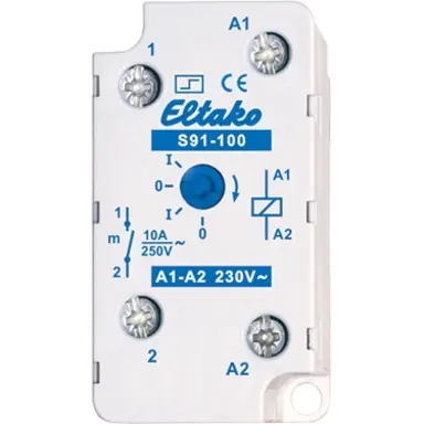 Eltako S91-100-230V impulsrelais 1 NO potentiaalvrij 10A/250V AC. Stuurspanning 230VAC