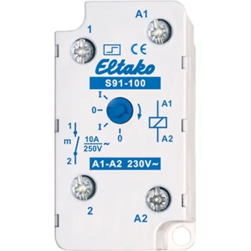 Eltako S91-100-230V impulsrelais opbouw 1 maakcontact 10A potentiaalvrij handbediening