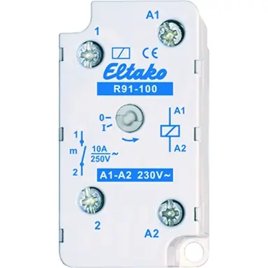 Eltako R91-100-230V schakelrelais 1 NO potentiaalvrij 10A/250V AC. Stuurspanning 230VAC