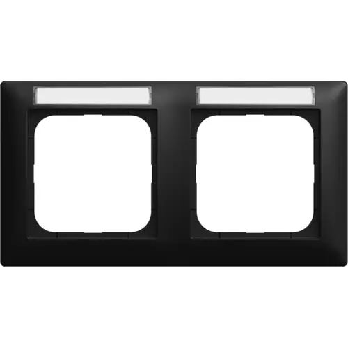 Busch-Jaeger 1732 NS-915 afdekraam horizontaal met tekstkader 2-voudig Balance SI zwart mat