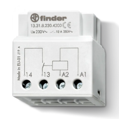 Finder 13.31.8.230.4300 impulsrelais elektromechanisch monostabiel 230V AC 1-maakcontact 12A inbouw serie13
