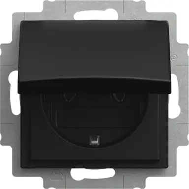 Busch-Jaeger 20 EUKR-915 wandcontactdoos randaarde met klapdeksel Balance SI zwart mat