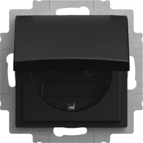 Busch-Jaeger 20 EUKR-915 wandcontactdoos randaarde met klapdeksel Balance SI zwart mat