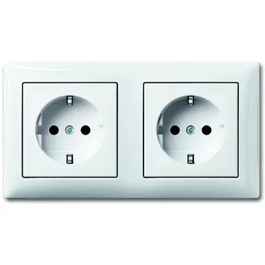 Busch-Jaeger 20-2 EUCJ-914-503 wandcontactdoos 2-voudig randaarde voorbedraad voor duo-inbouwdoos Balance SI wit glans
