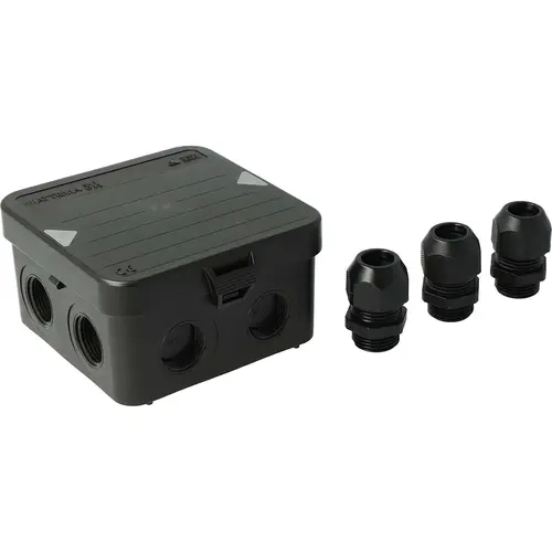 Attema AT2280.01 Cable-mate kabeldoos 95 x 95 x 45 mm met 8 invoeren en 3 M20 wartels IP65 zwart
