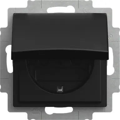 Busch-Jaeger 20 EUKB-915 wandcontactdoos randaarde kindveilig met klapdeksel Balance SI zwart mat