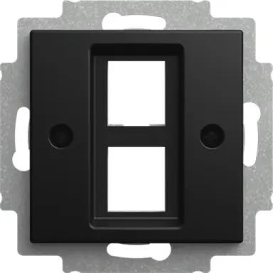 Busch-Jaeger 2561-02-915 centraalplaat met draagring 2x modular jack Balance SI zwart mat