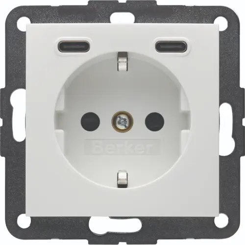 Berker 48158982 wandcontactdoos randaarde 2 x USB-C S1/B3/B7 creme glans