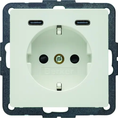 Berker 48156089 wandcontactdoos randaarde 2 x USB-C Q1/Q3/Q7 wit