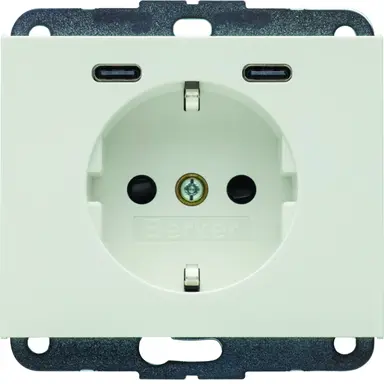 Berker 48157009 wandcontactdoos randaarde 2 x USB-C K1 wit