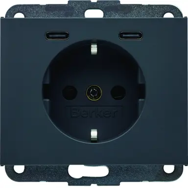 Berker 48157006 wandcontactdoos randaarde 2 x USB-C K1 antraciet
