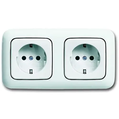 Busch-Jaeger 20-2 EUCJ-214-503 wandcontactdoos 2-voudig randaarde voorbedraad voor duo-inbouwdoos Reflex SI