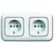 Busch-Jaeger 20-2 EUCJ-214-503 wandcontactdoos 2-voudig randaarde voorbedraad voor duo-inbouwdoos Reflex SI