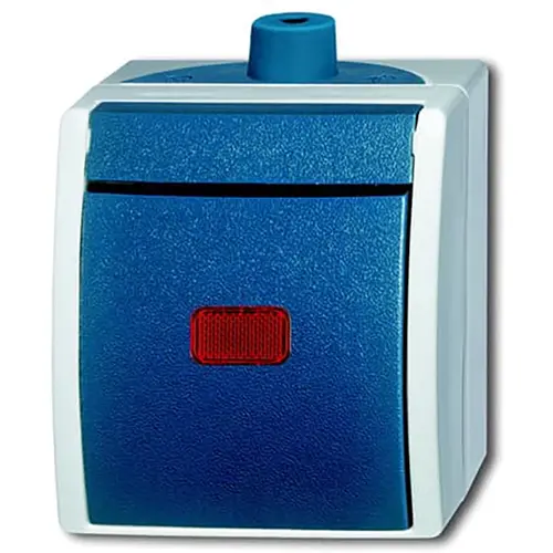 Busch-Jaeger 2601/2 SKW-53-503 2-polige schakelaar controleverlichting opbouw Ocean IP44 grijs/blauw