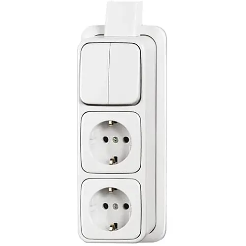 Busch-Jaeger 2601/5/2300/2EAPJW combinatie serieschakelaar/2x wandcontactdoos RA K/P-25 opbouw AP plus wit