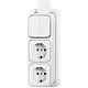 Busch-Jaeger 2601/5/2300/2EAPJW combinatie serieschakelaar/2x wandcontactdoos RA K/P-25 opbouw AP plus wit