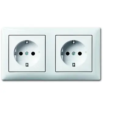 Busch-Jaeger 20-2 EUCJ-914-503 wandcontactdoos 2-voudig randaarde voorbedraad voor duo-inbouwdoos Balance SI wit glans