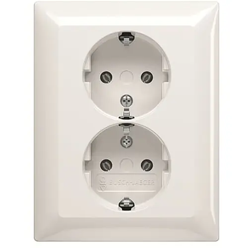 Busch-Jaeger 202 EUJR-914 wandcontactdoos 2-voudig randaarde voor enkele inbouwdoos Balance SI wit glans