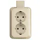 Busch-Jaeger 202 EAPJB wandcontactdoos 2-voudig randaarde kindveilig K/P-25 opbouw AP plus creme