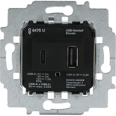 Busch-Jaeger 6475 U USB-netvoeding USB-C en USB-A 3000mA
