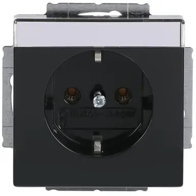 Busch-Jaeger 20 EUN-81 wandcontactdoos randaarde met tekstkader antraciet glans