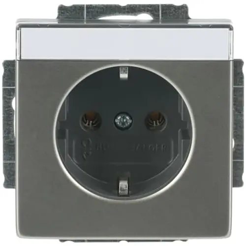 Busch-Jaeger 20 EUN-866 wandcontactdoos randaarde tekstkader Pure Stainless Steel
