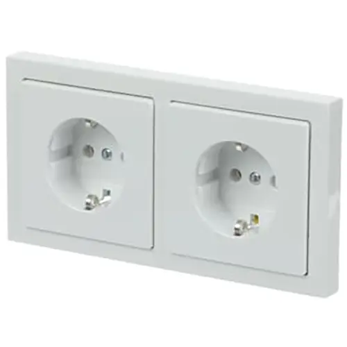 Busch-Jaeger 20-2 EUCJ-184K-503 wandcontactdoos 2-voudig randaarde voorbedraad voor duo-inbouwdoos Future Linear studiowit glans