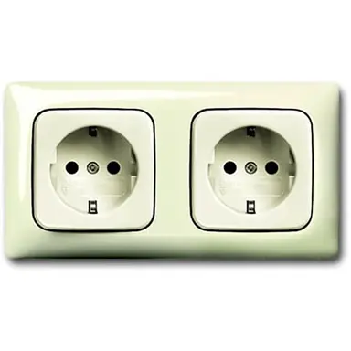 Busch-Jaeger 20-2 EUCJ-212K-503 wandcontactdoos 2-voudig randaarde voorbedraad voor duo-inbouwdoos Standaard SI Linear